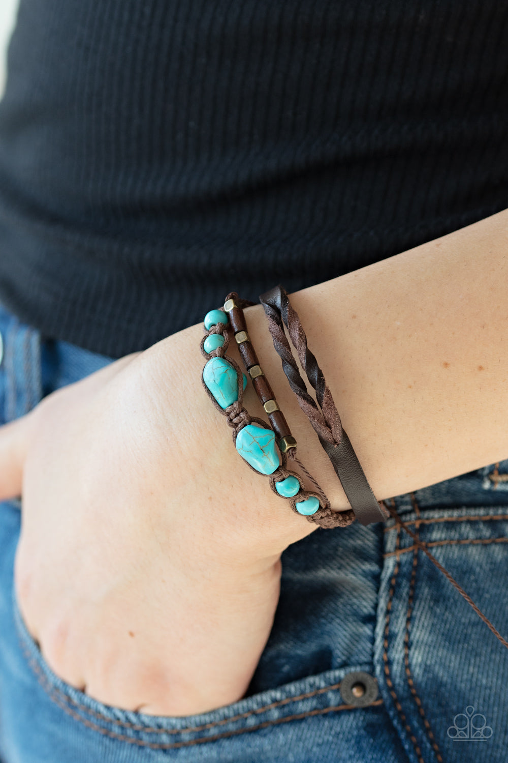 Trail Magic - Blue Turquoise Leather Bracelet