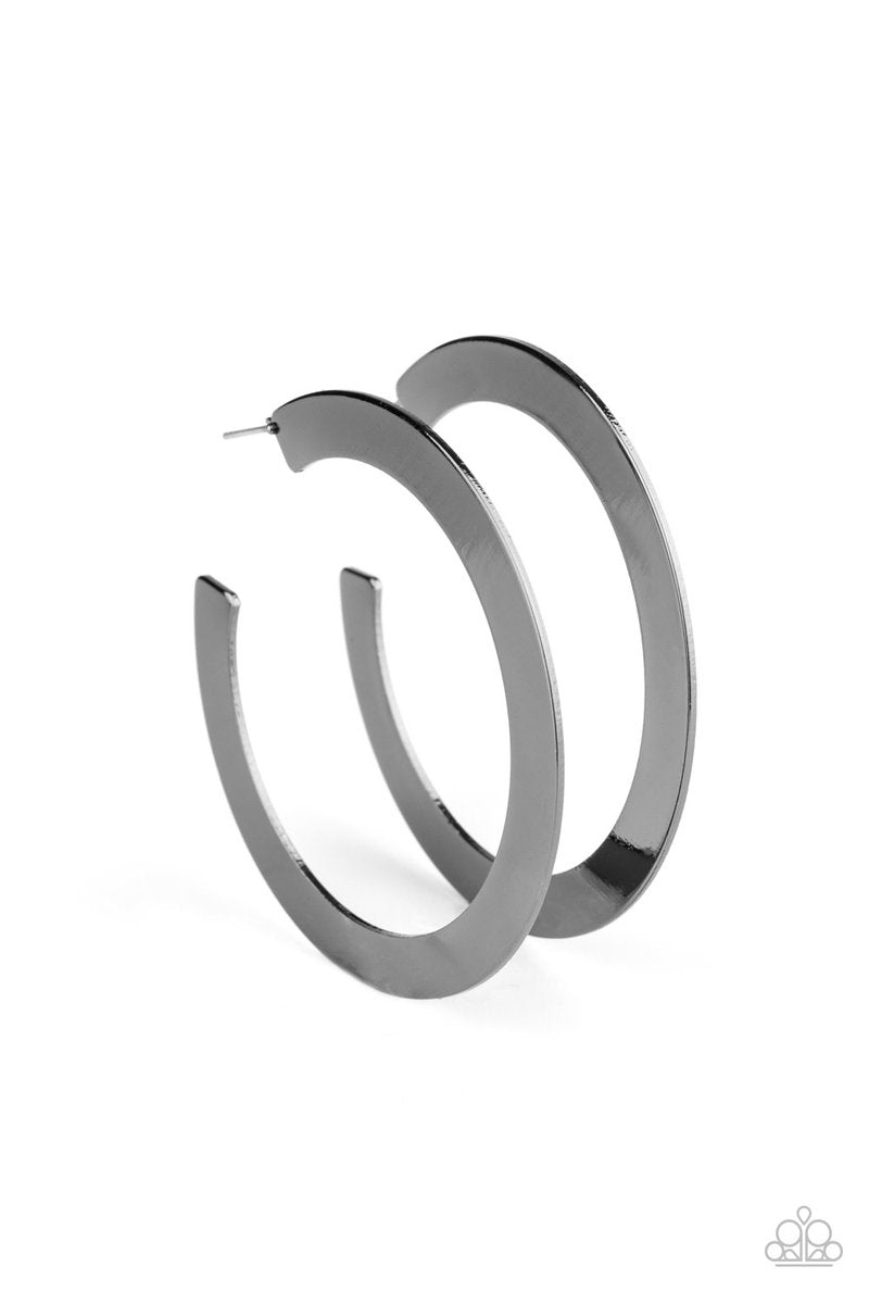 The Inside Track - Gunmetal Black Hoop Earring