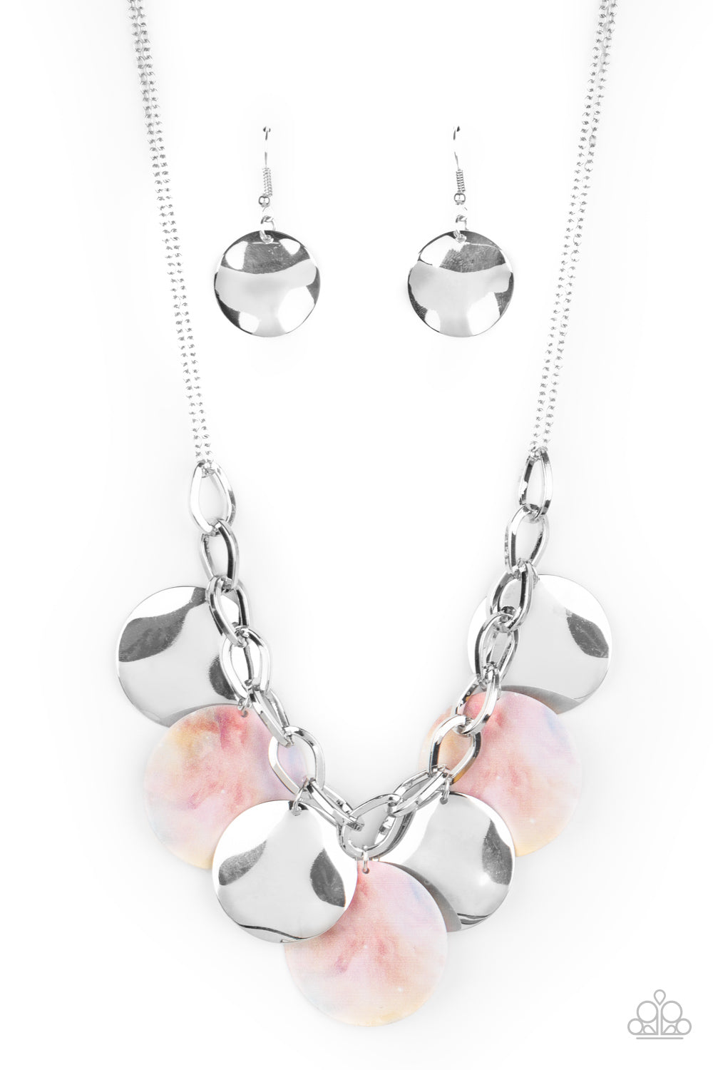 Tie Dye Drama Necklace with Matching Teasingly Tie Dye Bracelet - Pink Jewelry Set