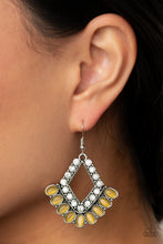 Load image into Gallery viewer, Just BEAM Happy - Yellow Cat&#39;s Eye Stone Earrings
