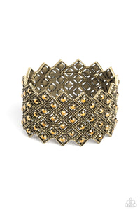 DECO in the Rough - Wide Brass Glittery Bracelet