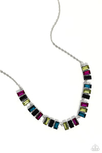 Elite Emeralds - Multi Colored Emerald-cut Glassy Gem Necklace