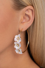 Load image into Gallery viewer, Ethereal Embellishment - Gold Floral Hoop Earrings
