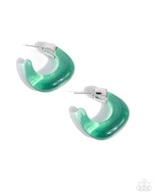 Load image into Gallery viewer, Clear Charm - Mint Green Hoop Earrings
