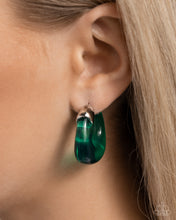 Load image into Gallery viewer, Clear Charm - Mint Green Hoop Earrings
