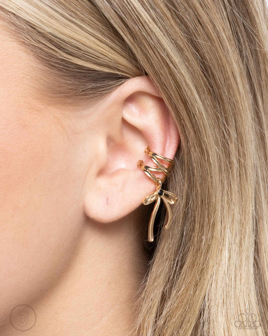 Ballet Lacing - Gold Ear Cuff Earrings