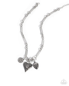 Greater Love - White & Silver Charm Necklace