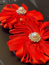 Load image into Gallery viewer, Ribbon Reception Red Hair Flower Hair Clip
