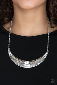 Stardust White Necklace - Silver Half-moon Bib Necklace