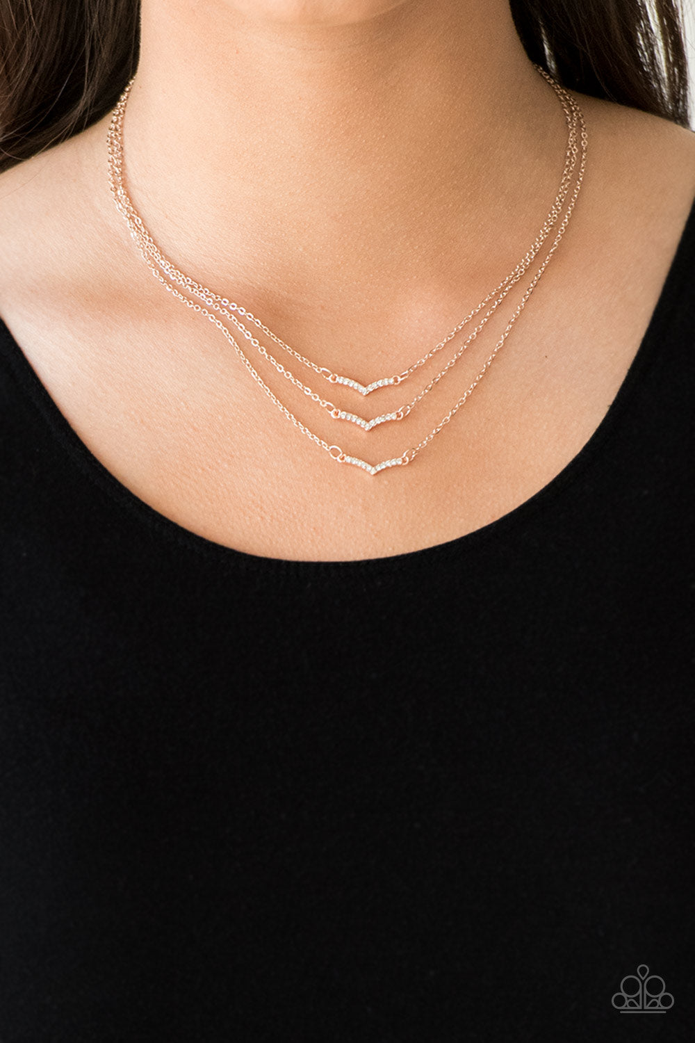 Pretty Petite - Rose Gold Triple Layered Necklace