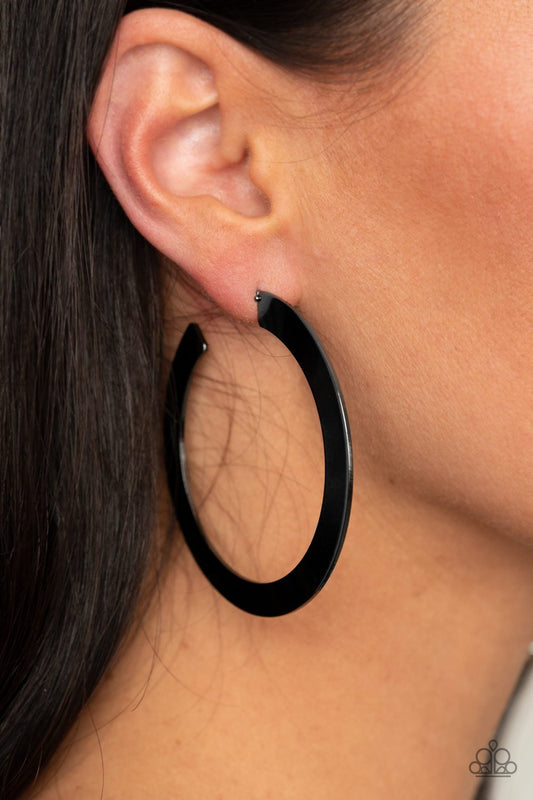 The Inside Track - Gunmetal Black Hoop Earring