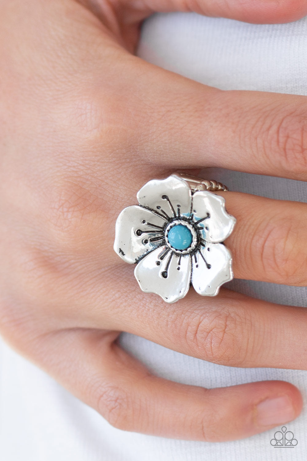 Boho Blossom - Blue Floral Ring