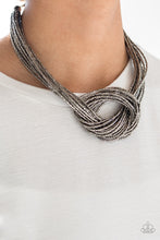 Load image into Gallery viewer, Knotted Knockout - Silver Gunmental Seed Bead Necklace
