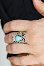 Load image into Gallery viewer, Flower Shower - Silver &amp; Blue Flower Ring
