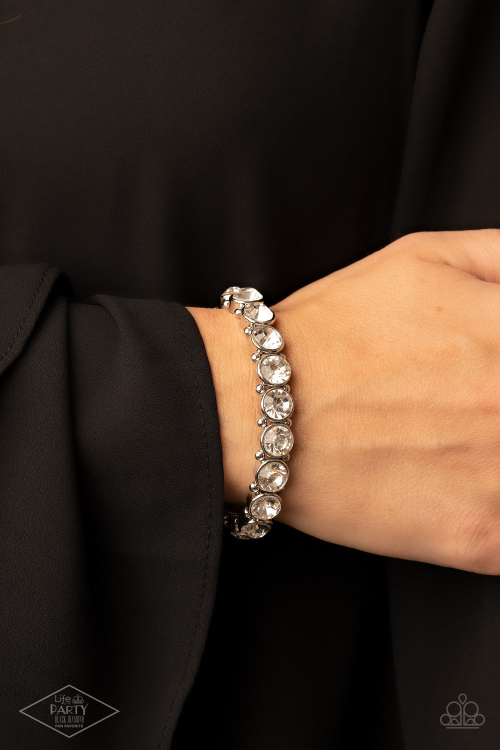Sugar-Coated Sparkle - White White Rhinestone Bracelet