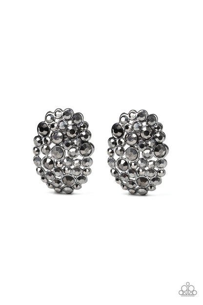 Daring Dazzle Black Clip-On Earring