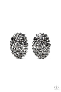 Daring Dazzle Black Clip-On Earring