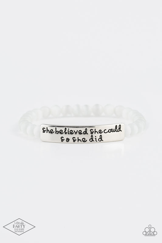 So She Did - White Charm Bracelet