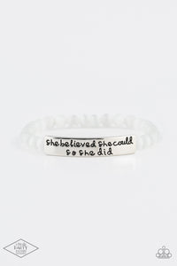 So She Did - White Charm Bracelet