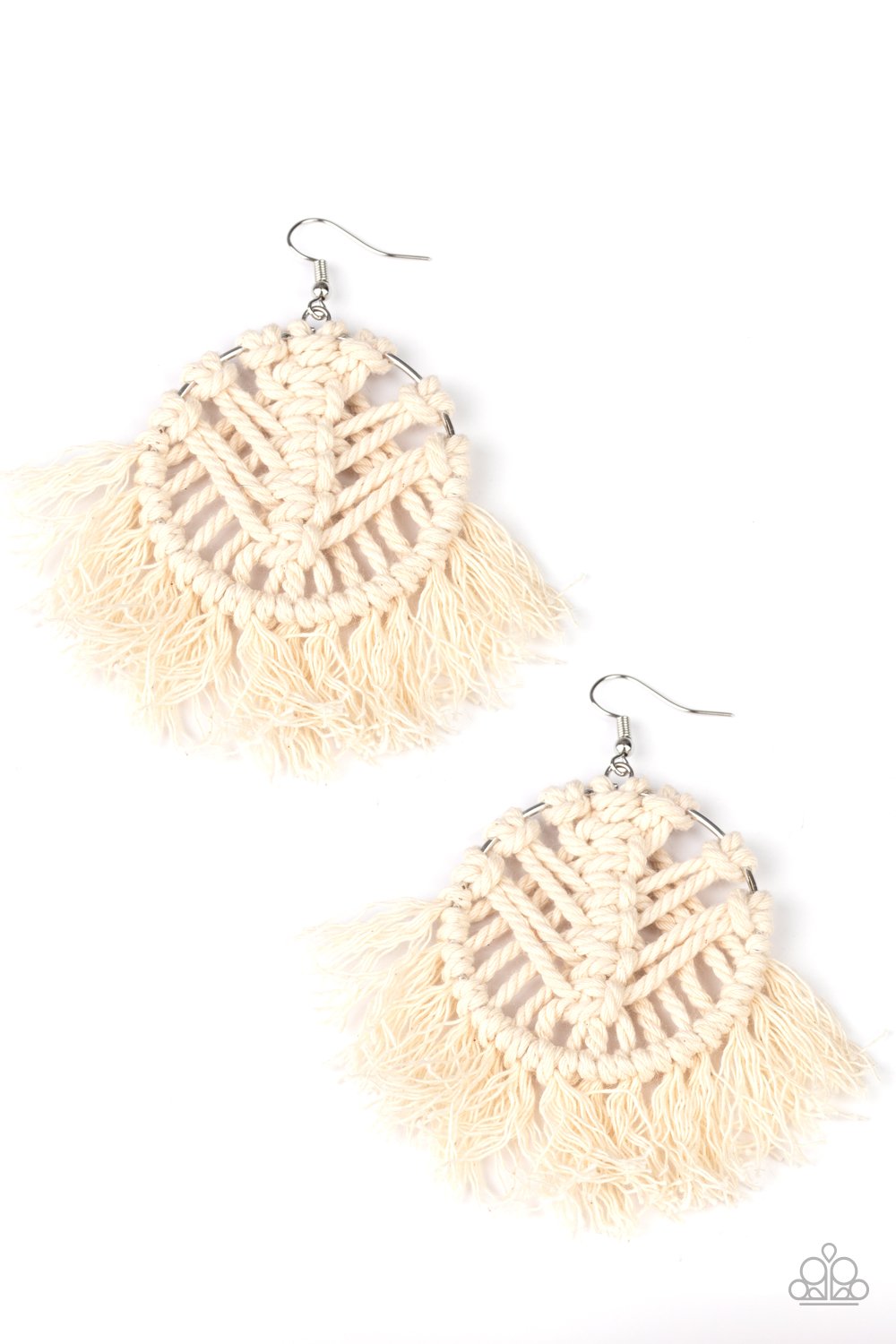 All About MACRAME Cream Colored Earring