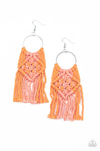 Macrame Rainbow Orange Earring