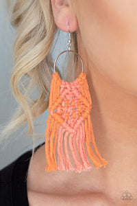 Macrame Rainbow Orange Earring