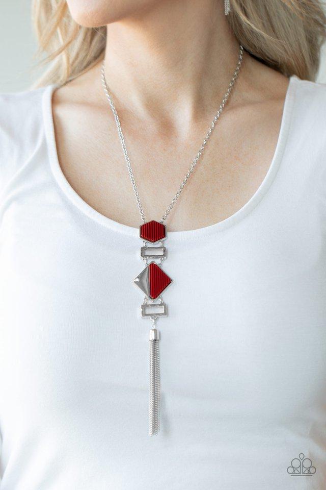 STRIPE Up a Conversation Red Necklace