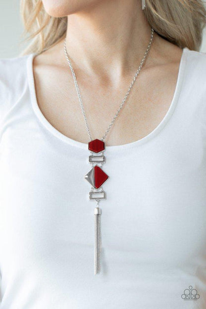STRIPE Up a Conversation Red Necklace