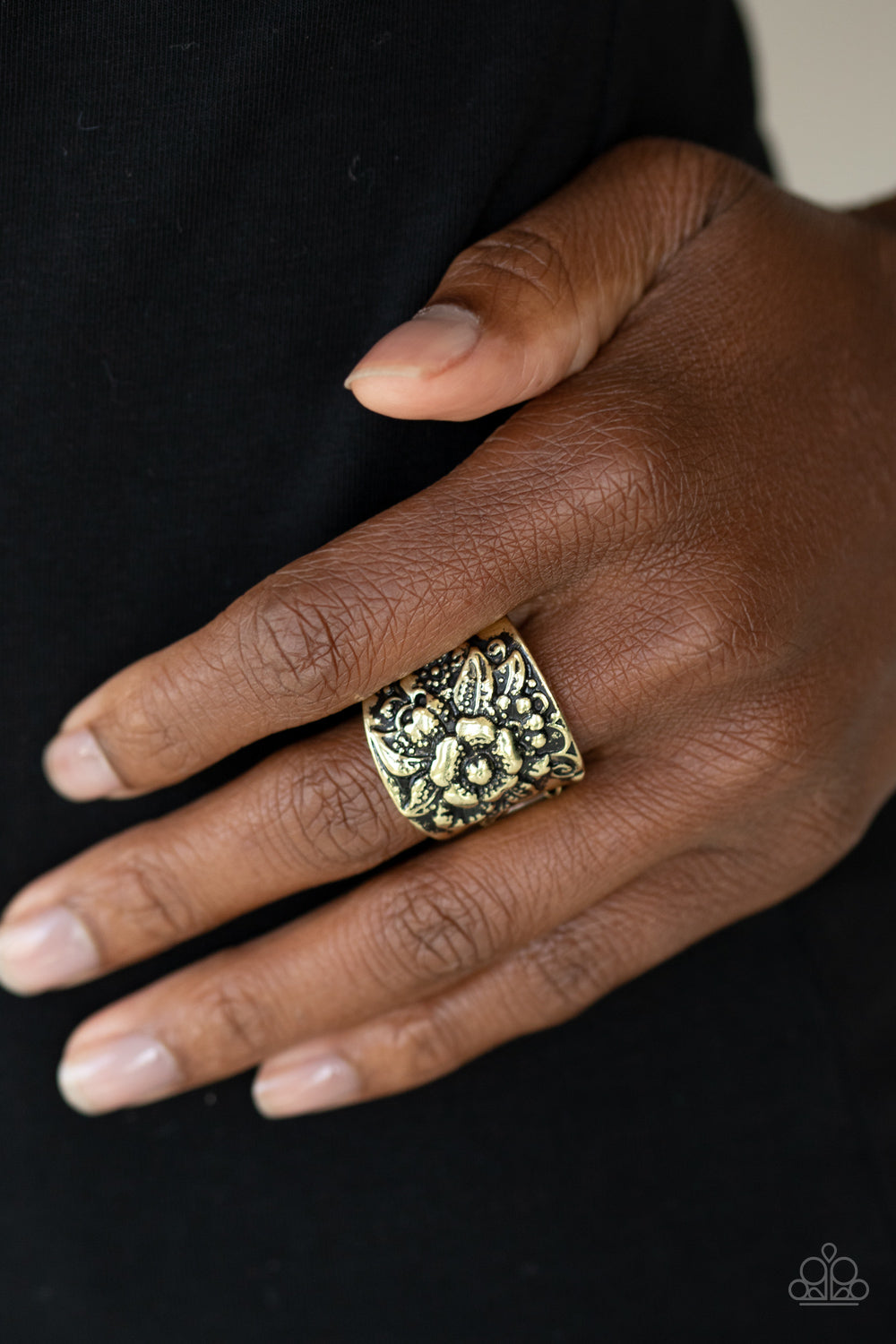 Tropical Bloom - Brass Floral Ring