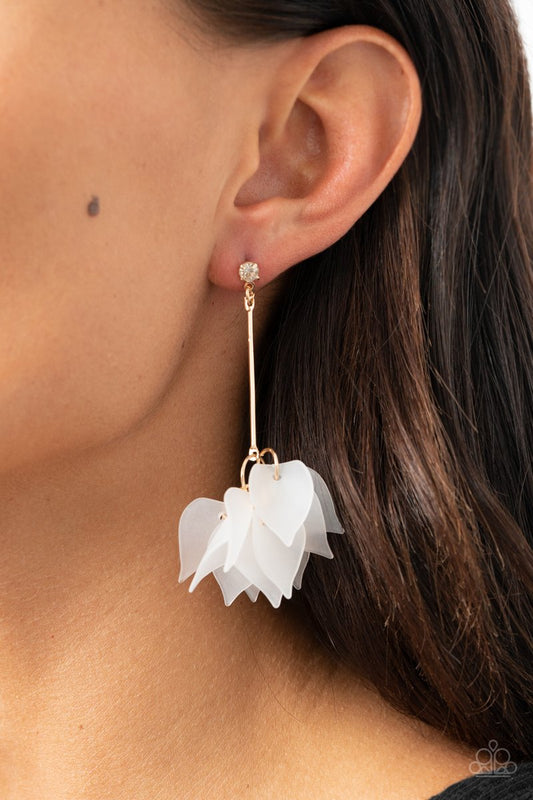 Suspended In Time Gold Post Earring