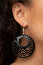 Load image into Gallery viewer, Tropical Canopy - Black Wooden Distressed Earrings
