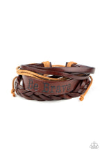 Load image into Gallery viewer, Brave Soul - Brown Leather &quot;Be Brave&quot; Bracelet
