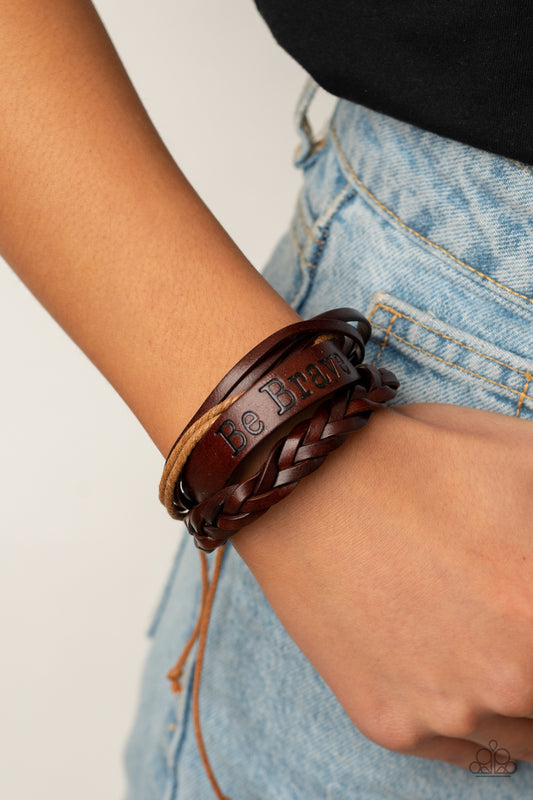 Brave Soul - Brown Leather "Be Brave" Bracelet