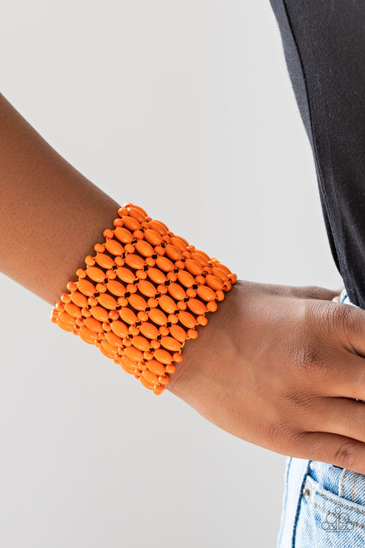 Way Down In Kokomo - Orange Wood Beaded Bracelet