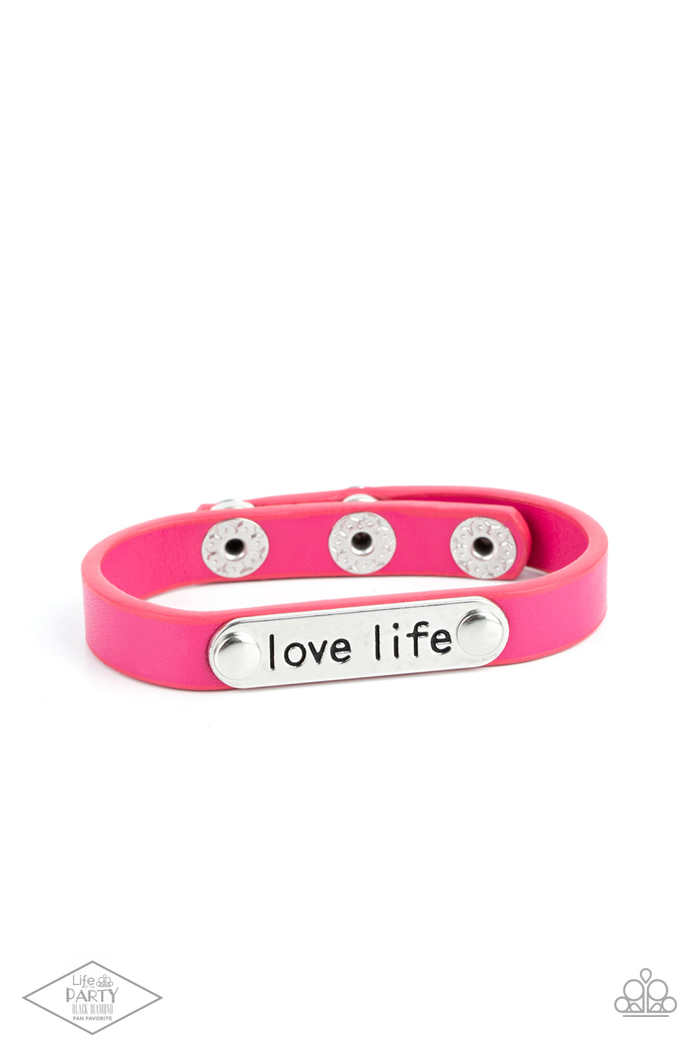 Love Life - Pink Leather Mantra Bracelet