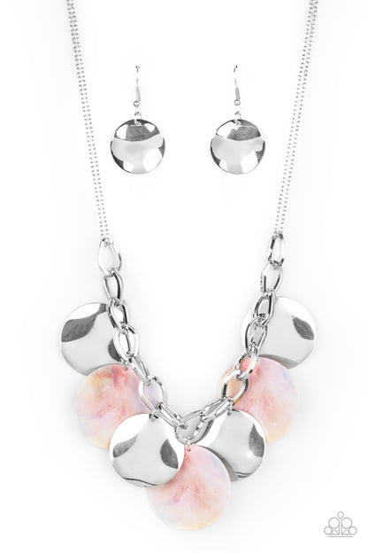 Tie Dye Drama Necklace with Matching Teasingly Tie Dye Bracelet - Pink Jewelry Set