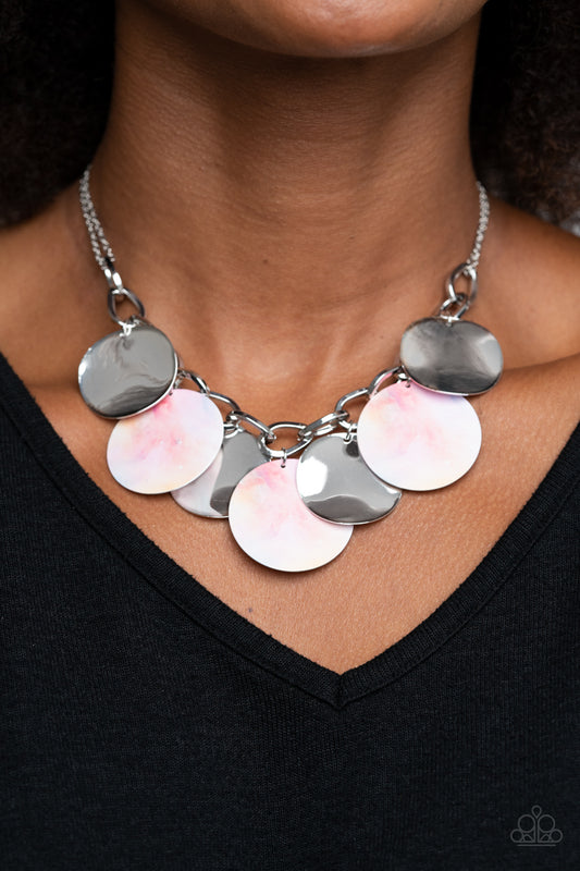 Tie Dye Drama Necklace with Matching Teasingly Tie Dye Bracelet - Pink Jewelry Set