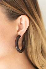 Load image into Gallery viewer, Woodsy Wonder - Brown Wooden Hoop Earrings
