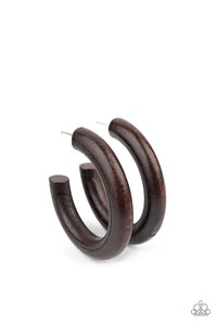 Woodsy Wonder - Brown Wooden Hoop Earrings