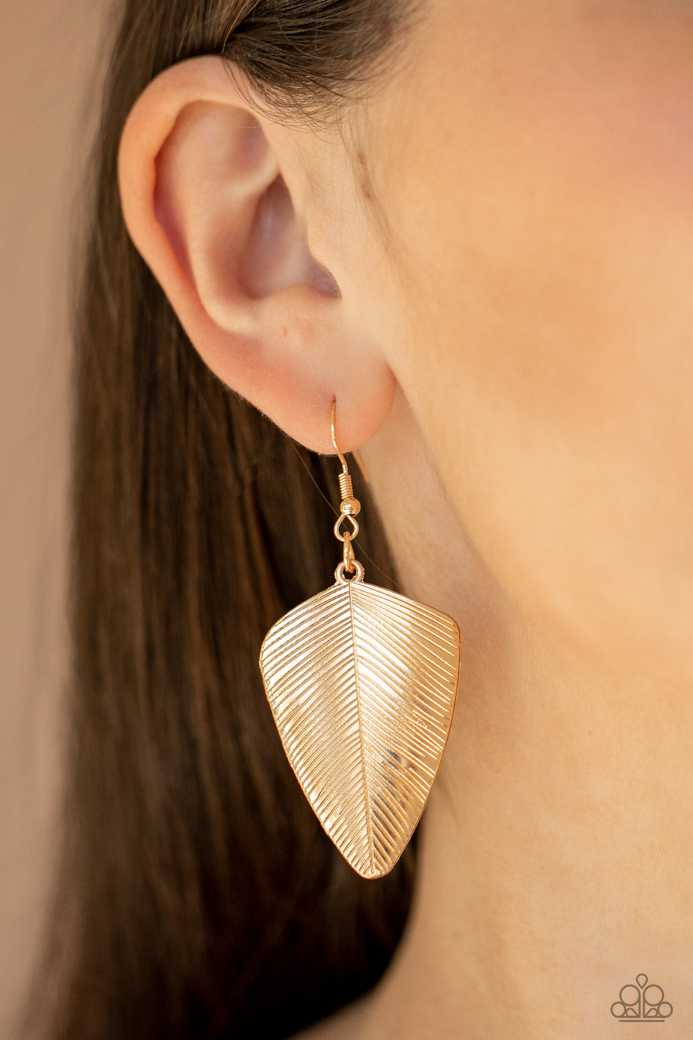 One Of The Flock - Gold Feather Earrings