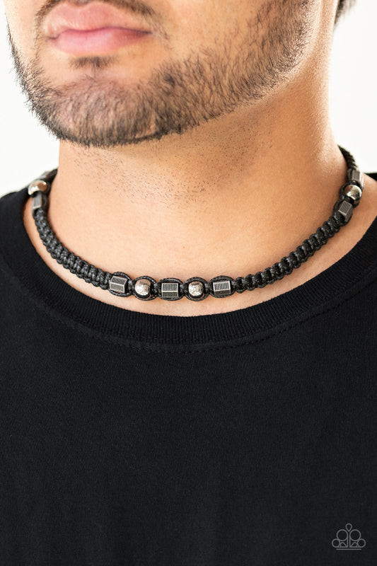 Take a Trek - Black & Silver Beaded Men's Necklace