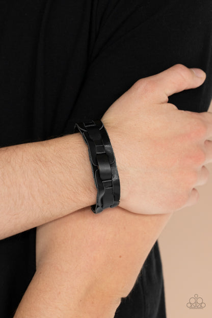 Garage Band Grunge - Black Leather Men's Bracelet