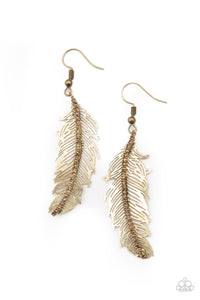 Fearless Flock - Brass Feather Earrings