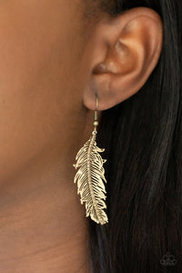 Fearless Flock - Brass Feather Earrings