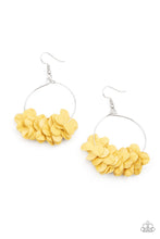 Load image into Gallery viewer, Flirty Florets - Yellow Floral Petals Hoop Earrings
