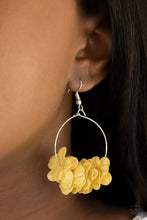 Load image into Gallery viewer, Flirty Florets - Yellow Floral Petals Hoop Earrings
