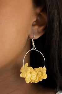 Flirty Florets - Yellow Floral Petals Hoop Earrings