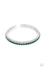 Load image into Gallery viewer, Fairytale Sparkle - Green and White Rhinestone Coil Bracelet
