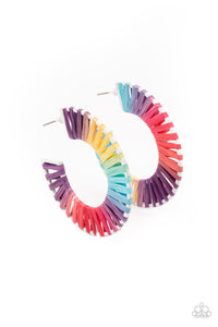 Everybody Conga! - Rainbow String-wrapped Hoop Earrings