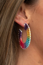 Load image into Gallery viewer, Everybody Conga! - Rainbow String-wrapped Hoop Earrings
